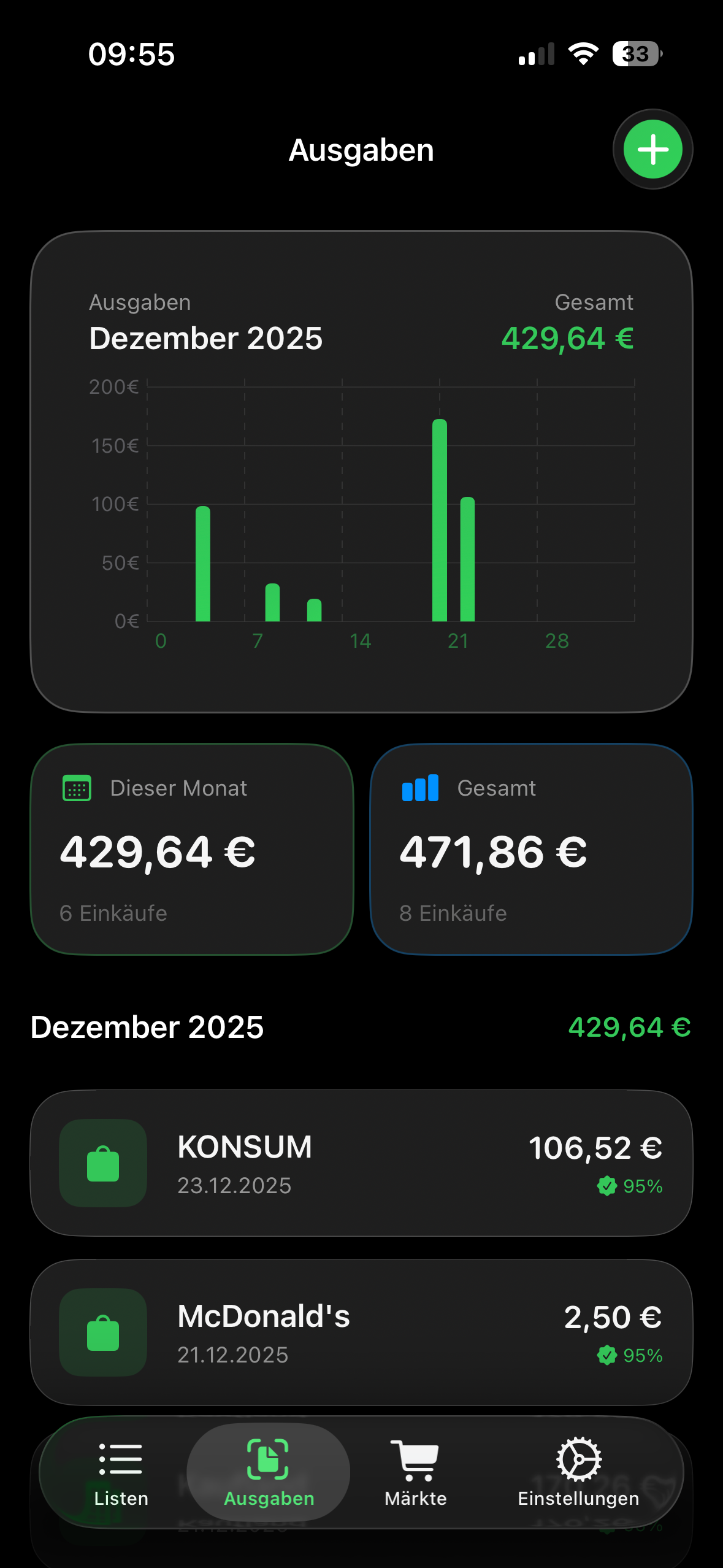 Ausgaben-Tracker mit monatlicher Statistik